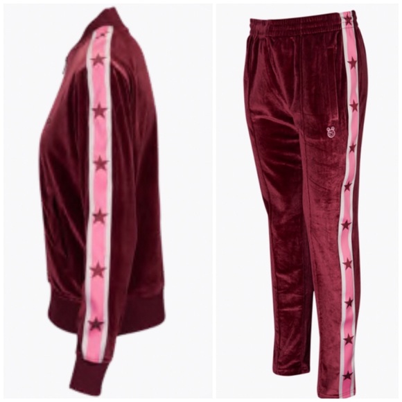 Converse Pants - Conv&Miley Cyprus Velvet SET:Jacket+Pant Burgundy